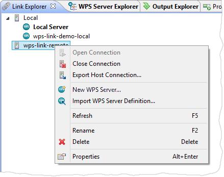 Managing the connections and servers If you right-click on an open connection, the following options are displayed: With regard to the above options: If you select Close Connection, then you will