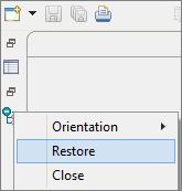 Restore button of the view stack or window. Click on the Double-click on either the view stack's toolbar or on the tab of one of the views within the stack.