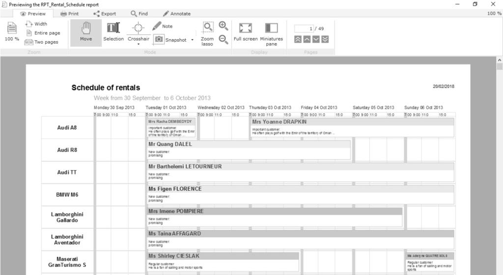 Preview of a TreeView Table report Organizer report: Reading the data source of report The data read in the data source is