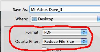 In the Save as window, select Reduce File Size as the Quartz Filter. Click on Save. I tried this on the same 32.