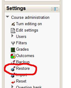 2 Click on Save Changes at the bottom of the page In the Settings block, Select Restore in the