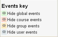 3. Click on the day your event is taking place. 4. Click the X next to the event s name. 5. Press. Modifying an Event To modify a previously created event: 1. Log into Moodle and access your course.