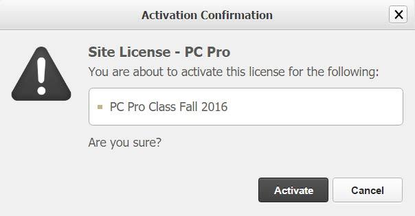 16 Confirm you wish to activate this class by clicking Activate. This process activates all the students with the class(es).