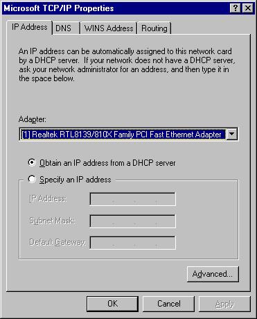 button to start installing the TCP/IP protocol. You may need your Windows CD to complete the installation. 5: After you install TCP/IP, go back to the Network window.