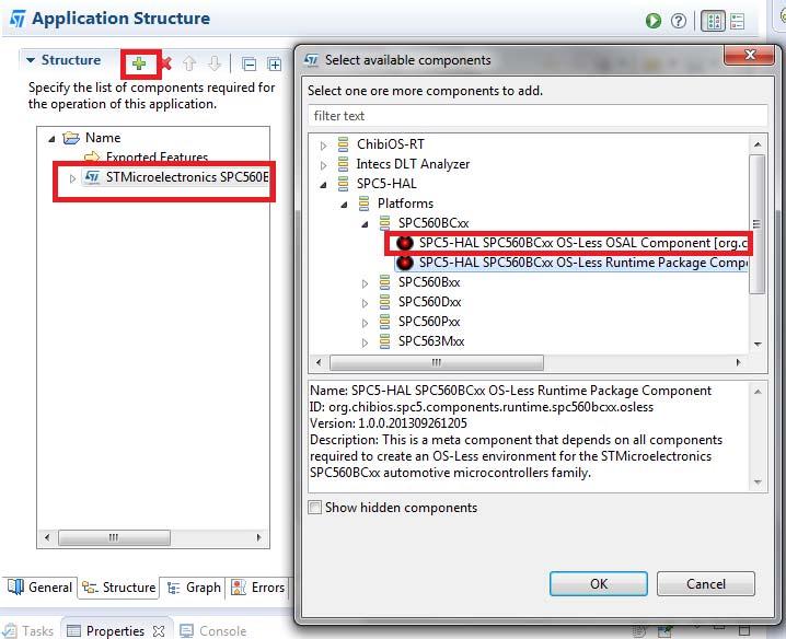 SPC5Studio setting up and configuration The configuration of this component is shown in the paragraph Section 3.6, let s first add the application files available in GHS to SPC5Studio project.