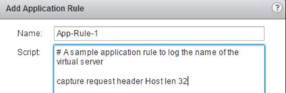 8 Optionally, if using an application rule, check the configuration in Manage > Load Balancer > Application Rules.