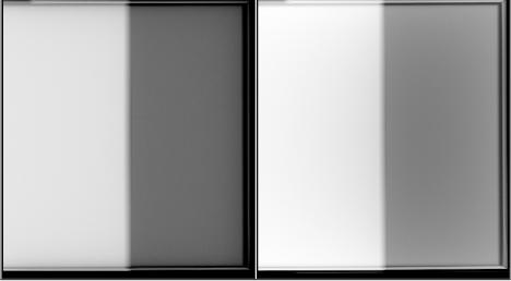 Contrast and Noise Sharp vertical discontinuity phantom Adiposeand fibroglandulartissue equivalents Contrast = mean(bgd) mean(object) mean(bgd)