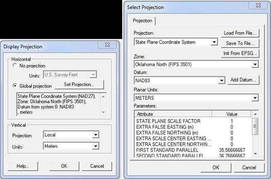 2.1 Creating a New Project To start this tutorial: 1. Launch the SMS application. 2. Choose Display Projection to openthe Display Projection dialog. 3.