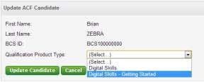 4. Select Update ACF Candidate(s) from the drop down list and click on the Apply button 5.
