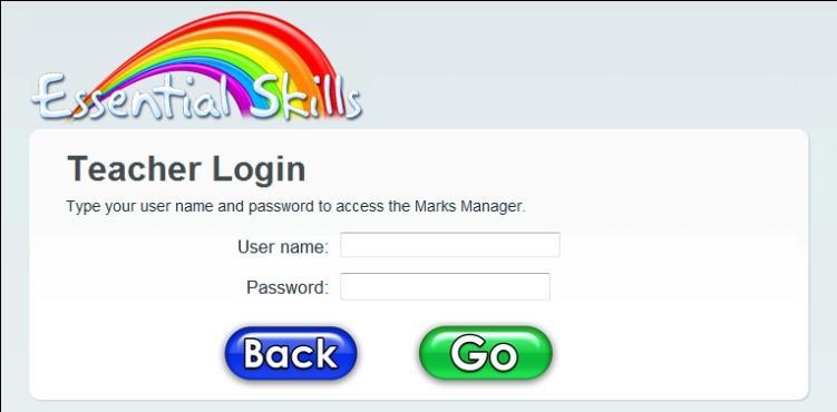 LOGGING INTO THE SOFTWARE Begin by logging into the version5.essentialskills.net site with the supplied school ID provided by Essential Skills.