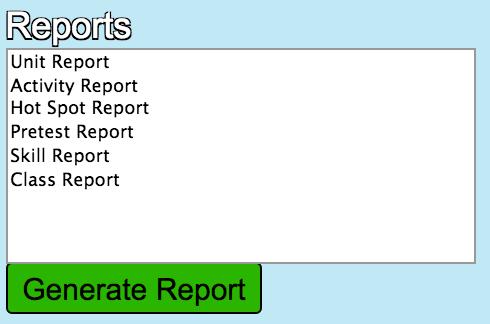 REPORTS WINDOW The Reports window of the Teacher Dashboard allows marks and reports to be displayed and printed.