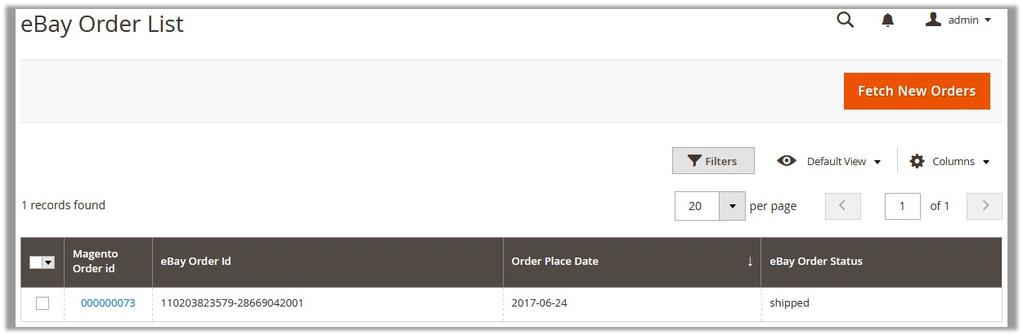 4. On the top navigation bar, click the Fetch New Orders button. All the avilable orders are listed on the page. To Ship or Cancel orders 1.