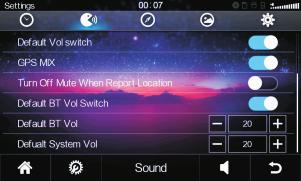 Sound setting Touch icon can enter below menu: Touch
