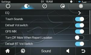Touch sound field icon to switch the EQ modes among