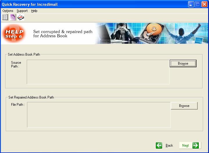 Using Repair Address Book option Quick Recovery for Microsoft Outlook Select Repair Address Book option from first screen and click next button to continue.