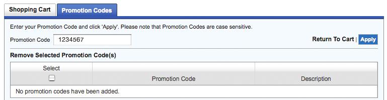 In the Shopping Cart view, select the Promotion Codes tab. All Promotion Codes attached to this order will be listed.