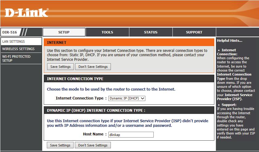Section 2 - Setting Up With a Web Browser - Access Point Mode Setup LAN Settings This section will allow you to change the Internet settings of the access point. Click Save Settings when you are done.