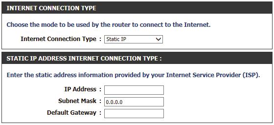 Section 2 - Setting Up With a Web Browser - Access Point Mode Static IP Select Static IP if your IP information is provided to you by your ISP.