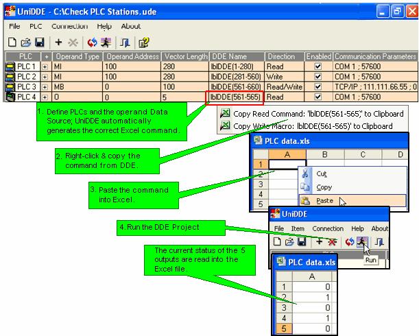 UniDDE UniDDE (Unitronics Dynamic Data Exchange) enables you to read and write data between Unitronics PLCs and applications that support DDE, such as Excel.