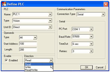 Defining a PLC Defining a PLC 1. Start UniDDE from Start>Programs>Unitronics>UniDDE. 2. Click Define PLC; then enter the appropriate parameters. Parameters PLC Name: Enter the PLC description.