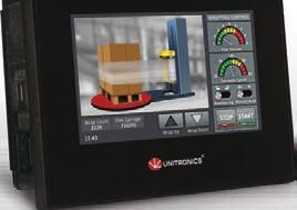 Full-function PLC with built-in beautiful full-color touch-screen, & onboard I/O configuration.