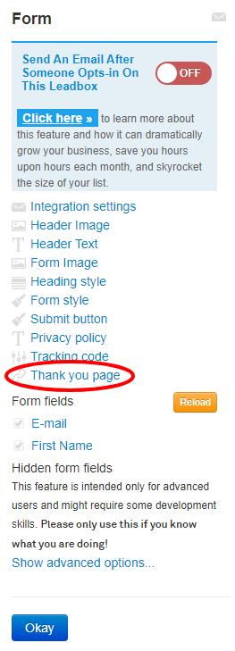 e. On the Form page, click