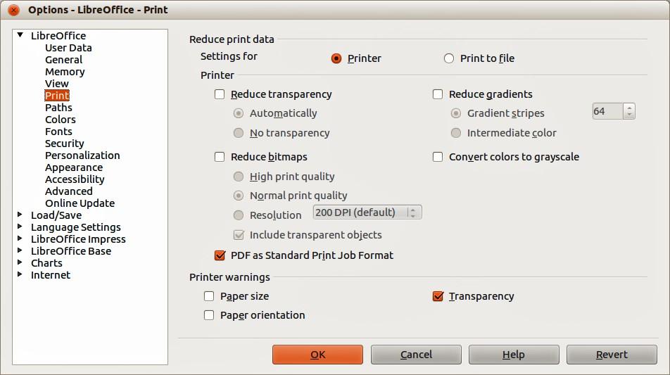 You can change these settings at any time, either through the Options dialog or during the printing process.