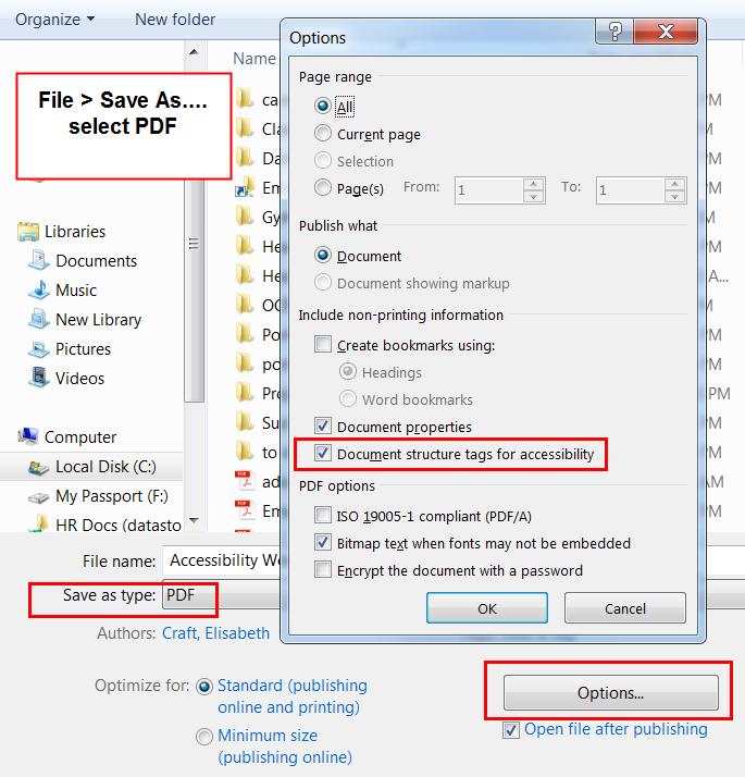 Word Document Alternative File Version - PDF PDF files are good for sharing a large number of images, charts and data in one document. File > Save As Select PDF.