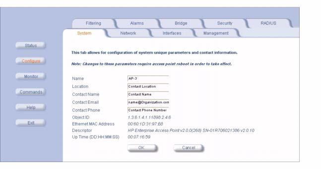 Step 2: Set Basic Configuration Parameters Set System Name, Location and Contact Information Figure 2-4: System