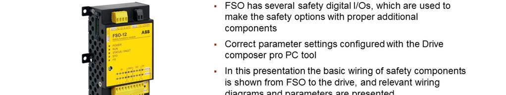 The FSO safety module allows implementing integrated safety functionalities and provides complete safety solutions.