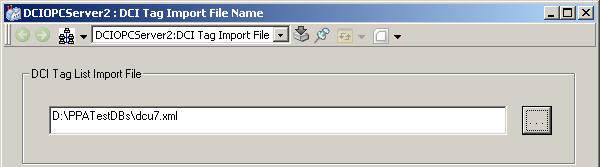 When the Start button is clicked, the Tag Importer will retrieve the XML file name from the Tag Import File Name aspect.