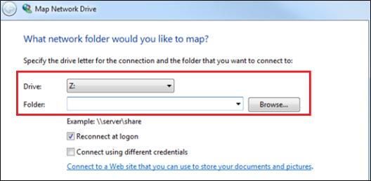 How to Map a Network Drive on a Windows Machine To map a drive on a Windows machine: 1. In your start menu, click Computer. The Computer dialog box displays. 2.