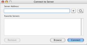 In Finder, click the Go menu and select Connect to Server. The Connect to Server window displays. 2.