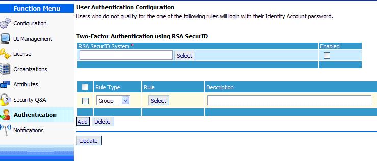 Configure Two-Factor Authentication for Self-Service Users This section contains instructions for enabling RSA SecurID two-factor authentication for Fischer Identity Self-Service users.