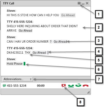 TTY call handling No. UI object Description 1 Dock Docks the TTY window to the main program window.