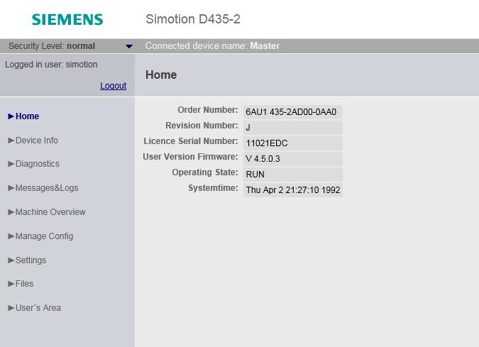 1.1 Files The SIMOTION IT Application frame is a user defined web page for SIMOTION. It provides a navigation structure for application websites. The web page is named user.