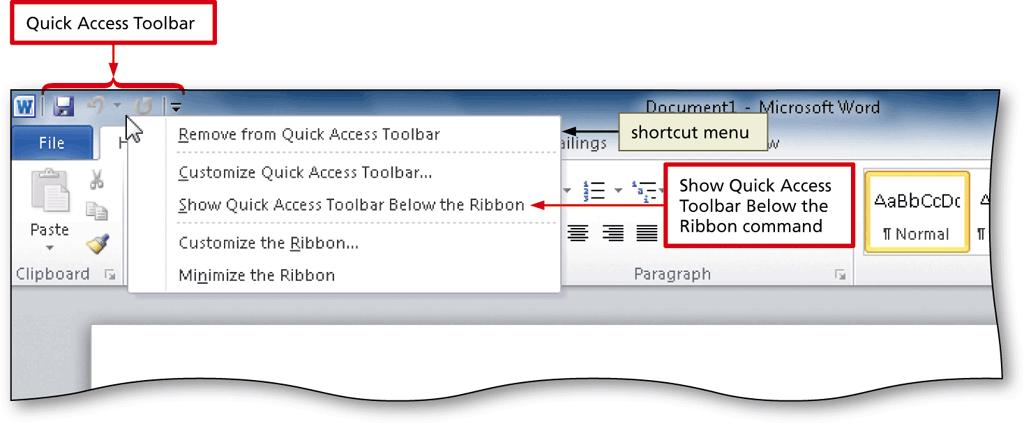 Displaying and Using a Shortcut Menu Office