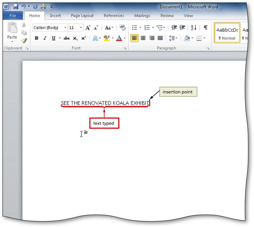 Entering Text in a Document With a blank document open in Microsoft Word, type the text you wish to add Press the ENTER