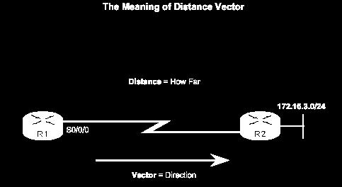 Distance Vector Routing Protocols For R1, 172.16.3.0/24 is one hop away (distance). It can be reached through R2 (vector).