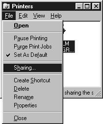 3. Click the [FUJIFILM PICTROGRAPHY3500] icon and click [Sharing...] on the [File] menu. 2.