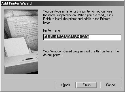 8. Click the [OK] button. The following appears: 12. If installation of the printer driver is complete, the icon for the new printer appears in the [Printers] folder window. 9.