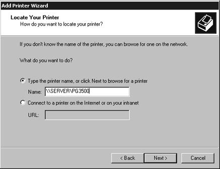 3. Enter the location of the printer in the [Location] field and the description of the printer in the [Comment] field, or click the [Next] button without entering anything. 5.