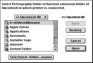 Insert the PICTROGRAPHY3500 Printer Driver CD-ROM into the PC. 2. Open the [Mac OS X] folder on the CD-ROM. 7. Click [PictroGraphy 3500] in the [Chooser] window.