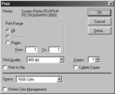 4. USING THE PRINTER DRIVER ON2 (Photo): ON3 (srgb): ON4 : (PG3000 OFF) OFF: Produces somewhat softer prints. Intended for monitors having color temperatures of 6500K and γ 1.8.