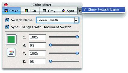 SWATCH NAMES You can set or change swatch name for a new color directly in Color Mixer.