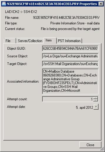 The window shows the service file information and the information that will be used by the target agents, as explained below.