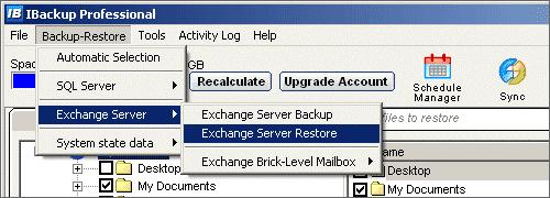 Restoring MS Exchange Server Once the database is dismounted, login to the IBackup Professional application.