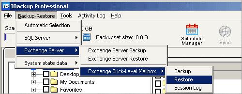 Exchange Brick-Level Mailbox Restore IBackup Professional is an easy, secure and reliable way to restore individual emails/messages from a Personal Folder (.