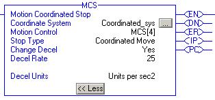 7-94 Multi-Axis Coordinated Motion Instructions Bit Name: StoppingStatus MoveStatus MoveTransitionStatus MovePendingStatus Meaning: The bit is set during the stop and then cleared when the.