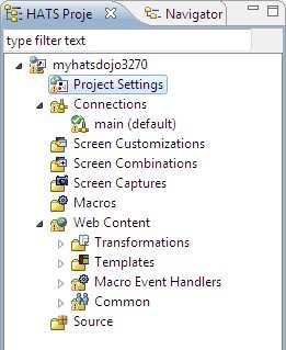 Changing project settings 42. In the HATS Projects view, double-click Project Settings to open the project settings editor for your project.
